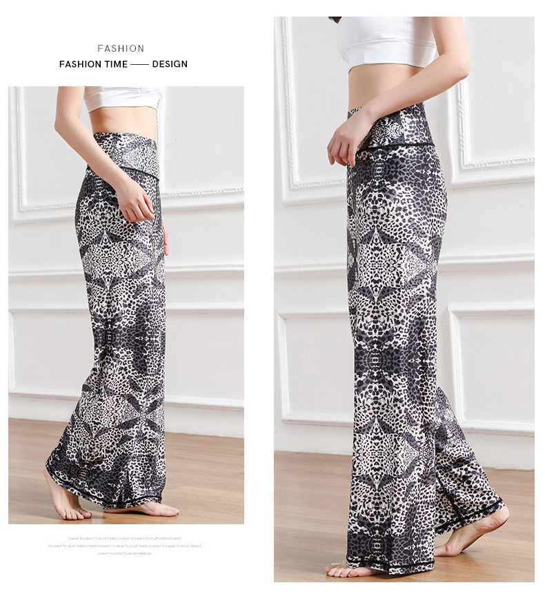 Amazon New Printed Straight-Leg Pants Women's High Waist Loose Wide Legs Casual Pants Cross-Border Sports Fitness Yoga Pants