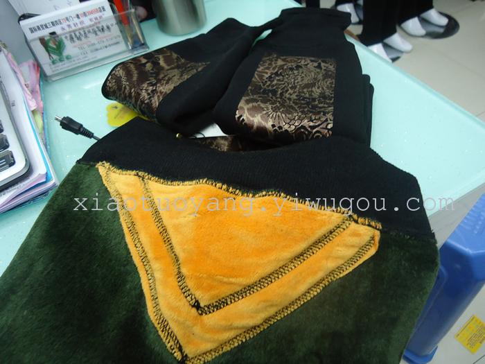 High-grade leather ironing warm pants slim waist waist PU Korean women seamless pants