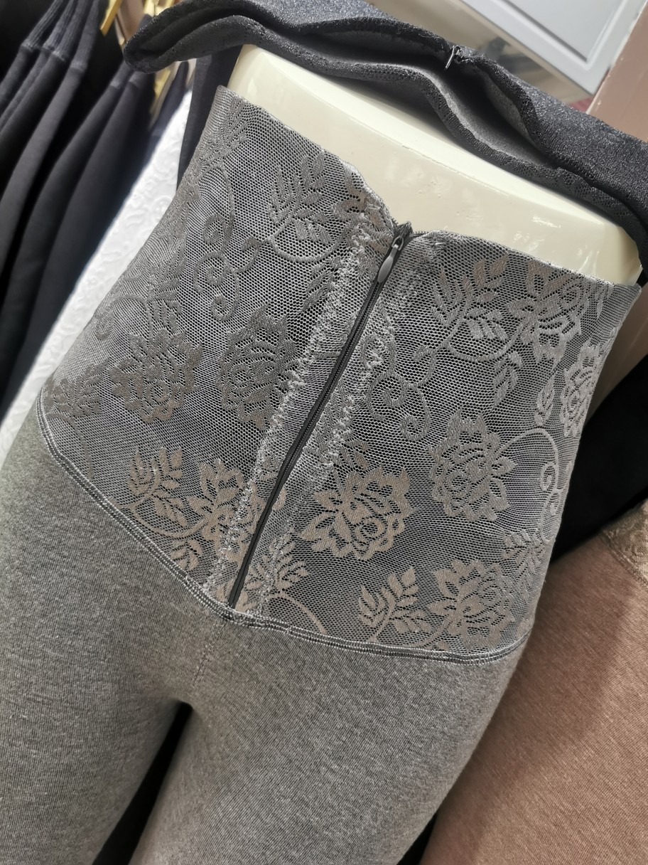 Winter Jacquard Body Shaping Pants Postpartum High Waist Velvet Padded Belly Compression Leggings One-Piece Pants Corset Fat Burning Women's Pants Warm Pants