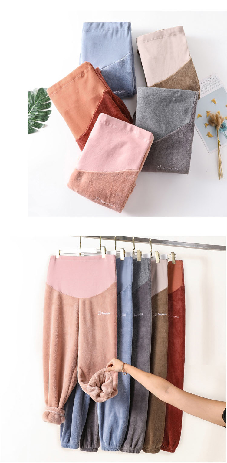Warm Pants for Pregnant Women Winter Suit Fleece-Lined Thick Leggings Outer Wear Female Online Influencer Maternity Clothes Autumn and Winter Suit