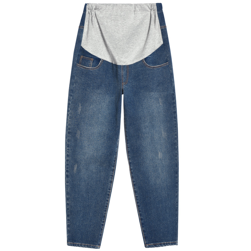 Pregnant Women&#039;s Pants Jeans plus-Sized plus Size Autumn and Winter Trousers Daddy Casual Pants High Elastic Pencil Pants plus Velvet Thickened