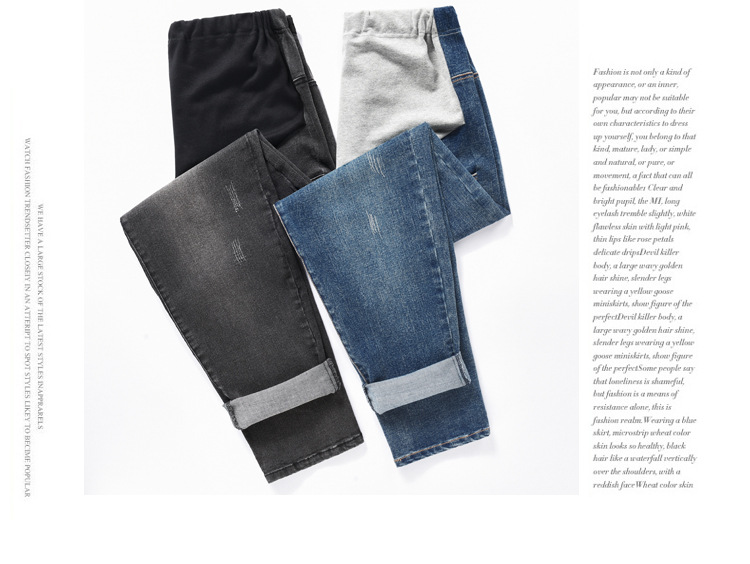 Pregnant Women's Pants Jeans plus-Sized plus Size Autumn and Winter Trousers Daddy Casual Pants High Elastic Pencil Pants plus Velvet Thickened