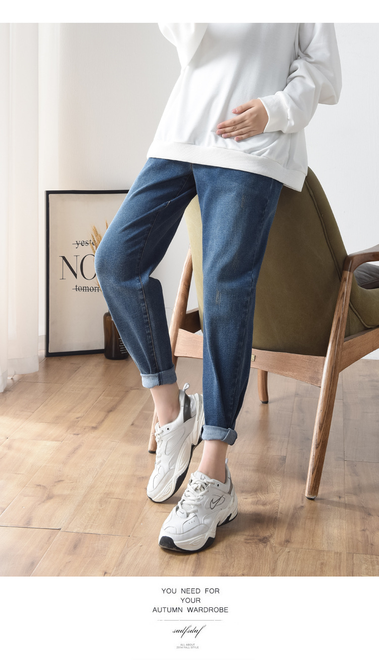 Pregnant Women's Pants Jeans plus-Sized plus Size Autumn and Winter Trousers Daddy Casual Pants High Elastic Pencil Pants plus Velvet Thickened
