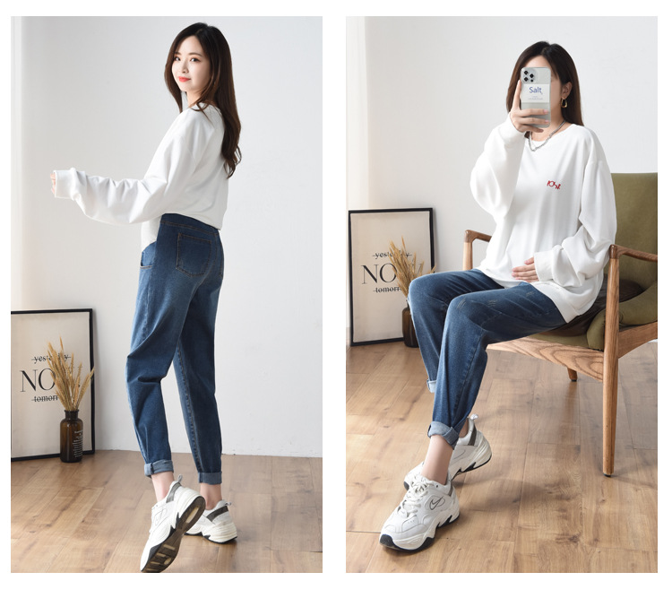 Pregnant Women's Pants Jeans plus-Sized plus Size Autumn and Winter Trousers Daddy Casual Pants High Elastic Pencil Pants plus Velvet Thickened