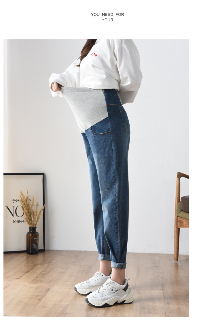 Pregnant Women's Pants Jeans plus-Sized plus Size Autumn and Winter Trousers Daddy Casual Pants High Elastic Pencil Pants plus Velvet Thickened
