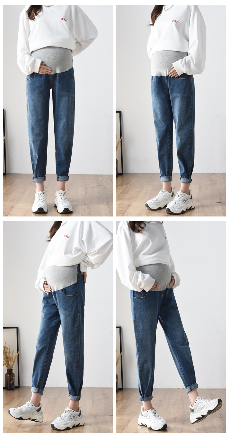 Pregnant Women's Pants Jeans plus-Sized plus Size Autumn and Winter Trousers Daddy Casual Pants High Elastic Pencil Pants plus Velvet Thickened