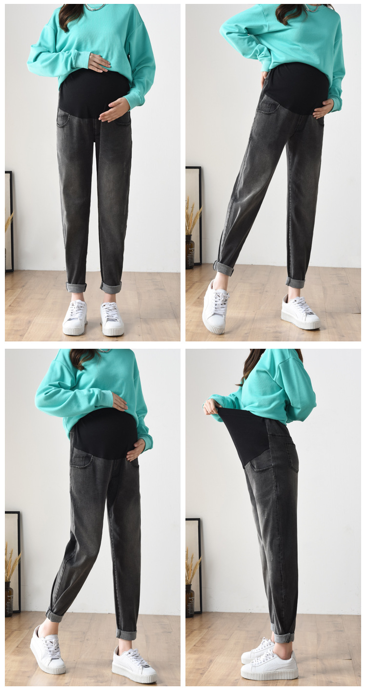 Pregnant Women's Pants Jeans plus-Sized plus Size Autumn and Winter Trousers Daddy Casual Pants High Elastic Pencil Pants plus Velvet Thickened