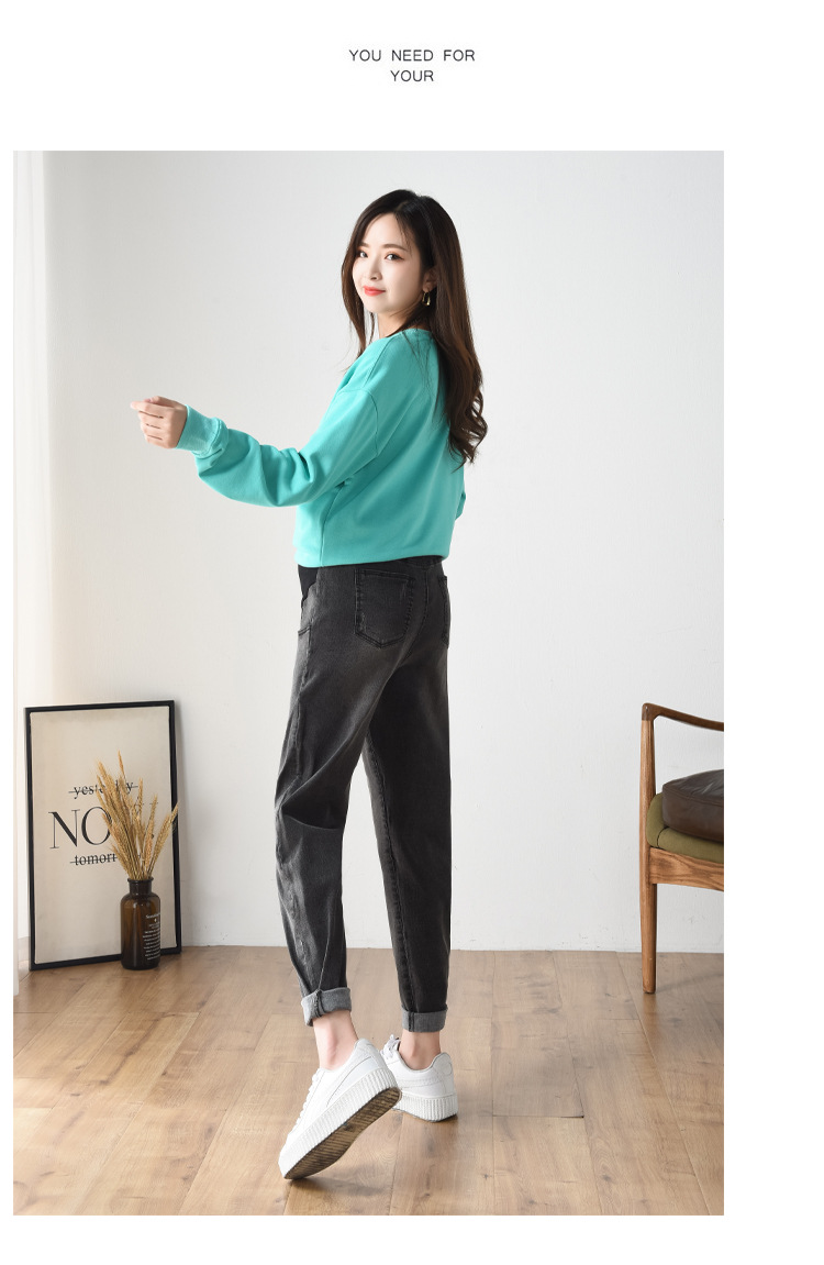 Pregnant Women's Pants Jeans plus-Sized plus Size Autumn and Winter Trousers Daddy Casual Pants High Elastic Pencil Pants plus Velvet Thickened