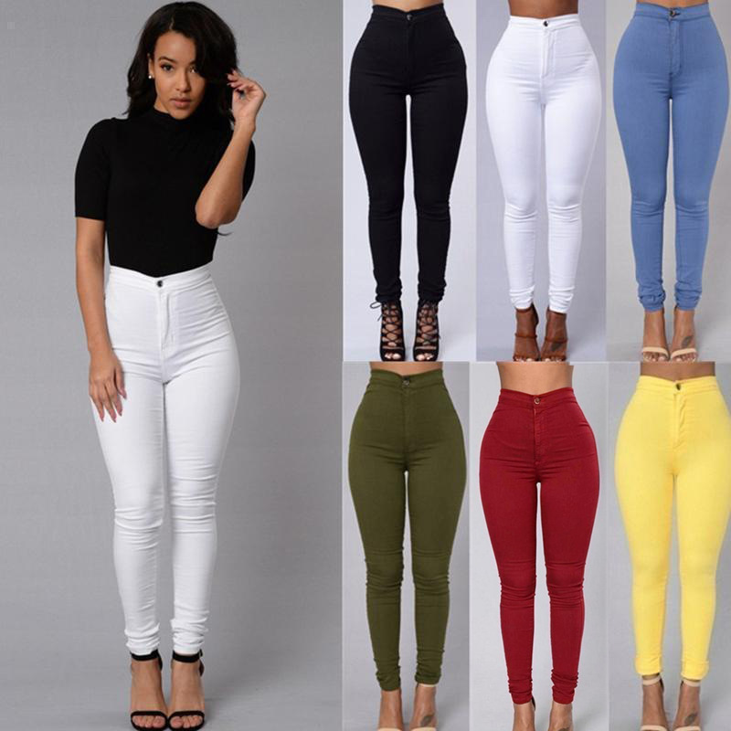 Amazon Hot Leggings Thin High Waist Stretch Pencil Pants Skinny Candy Color Jeans Women&#039;s Pants