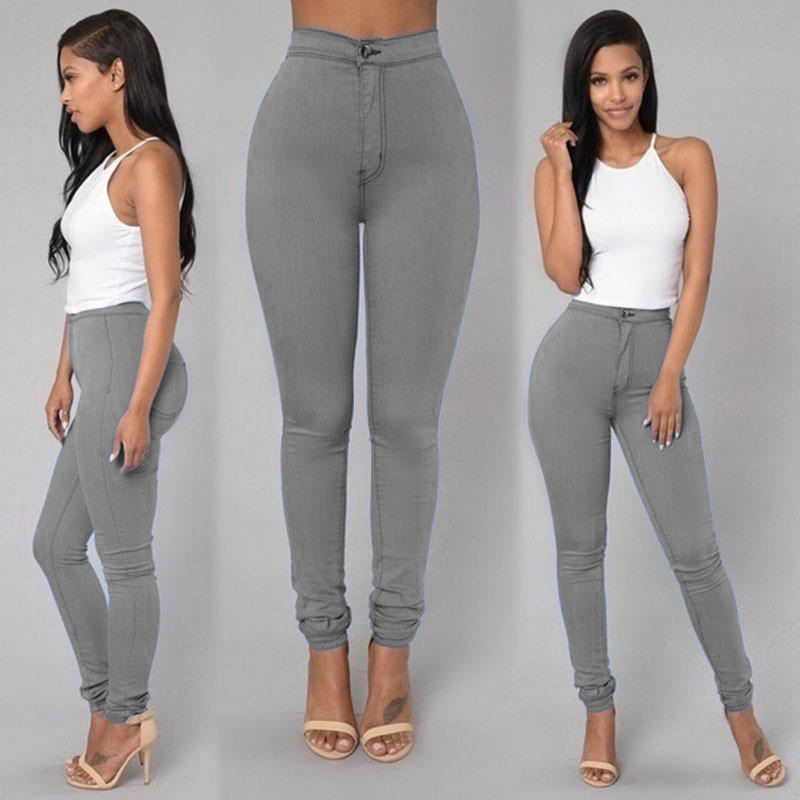 Amazon Hot Leggings Thin High Waist Stretch Pencil Pants Skinny Candy Color Jeans Women's Pants