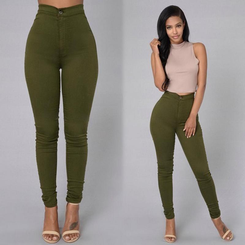 Amazon Hot Leggings Thin High Waist Stretch Pencil Pants Skinny Candy Color Jeans Women&#039;s Pants