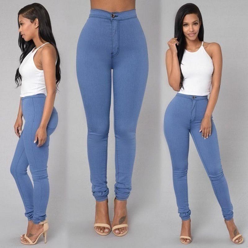 Amazon Hot Leggings Thin High Waist Stretch Pencil Pants Skinny Candy Color Jeans Women's Pants
