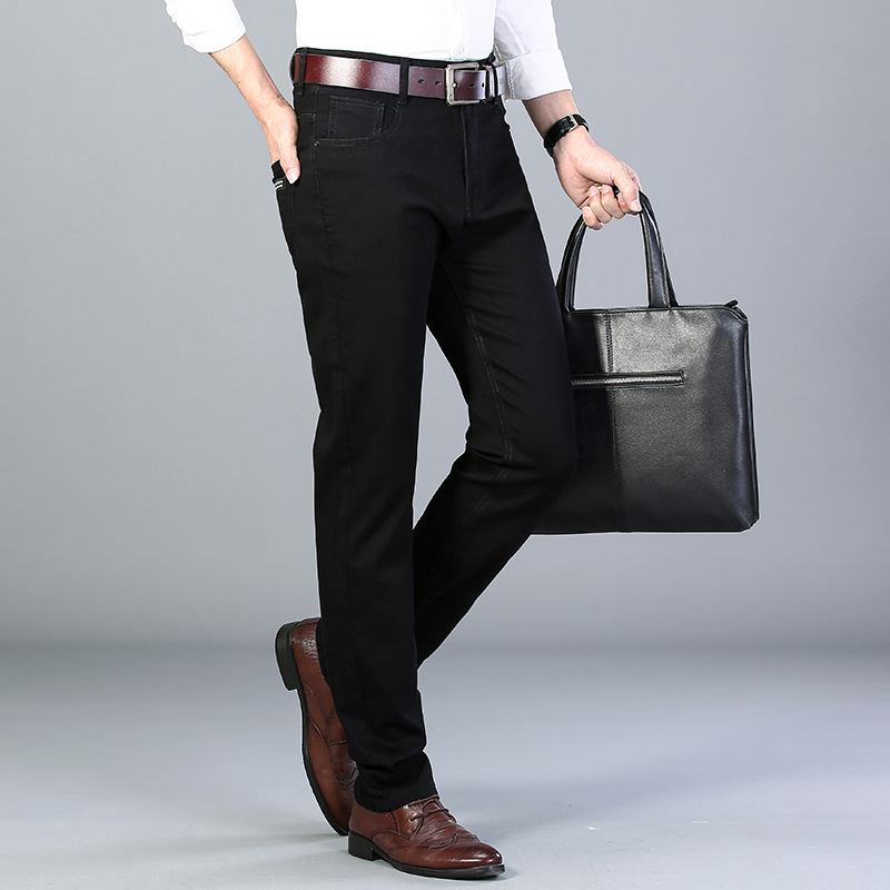 Spring and Autumn Pure Black Jeans Men&#039;s Men&#039;s Fashion Stretch Slim-Fit Youth Fashion Trend Pencil Pants Long Pants Generation Hair