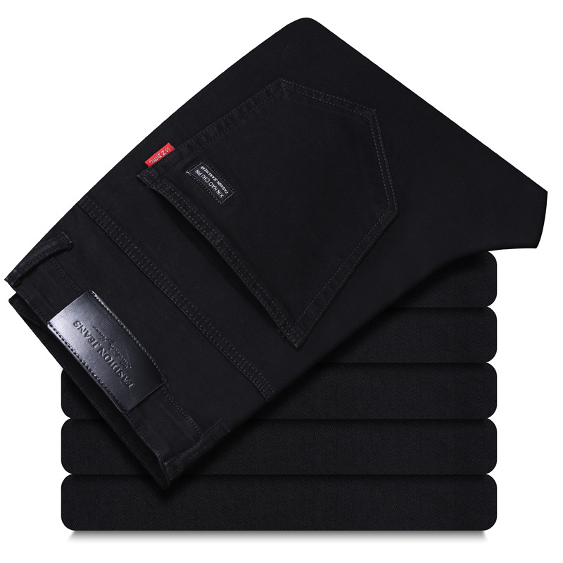 Spring and Autumn Pure Black Jeans Men&#039;s Men&#039;s Fashion Stretch Slim-Fit Youth Fashion Trend Pencil Pants Long Pants Generation Hair