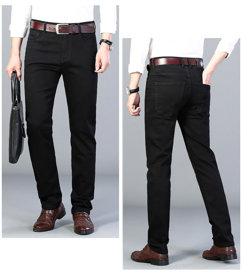 Spring and Autumn Pure Black Jeans Men's Men's Fashion Stretch Slim-Fit Youth Fashion Trend Pencil Pants Long Pants Generation Hair