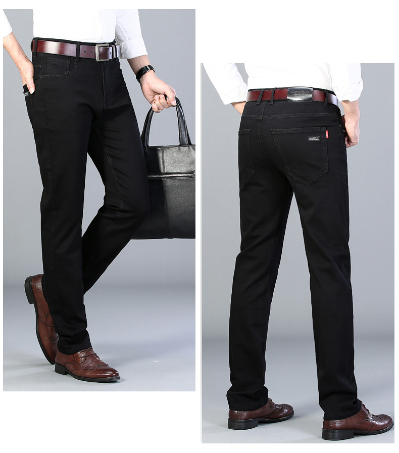 Spring and Autumn Pure Black Jeans Men's Men's Fashion Stretch Slim-Fit Youth Fashion Trend Pencil Pants Long Pants Generation Hair