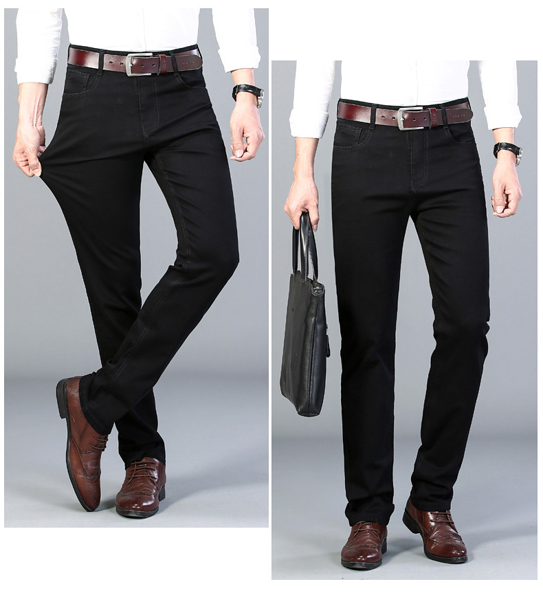 Spring and Autumn Pure Black Jeans Men's Men's Fashion Stretch Slim-Fit Youth Fashion Trend Pencil Pants Long Pants Generation Hair