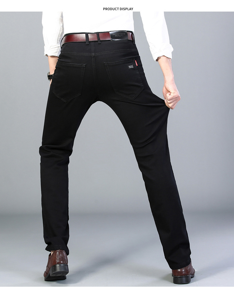 Spring and Autumn Pure Black Jeans Men's Men's Fashion Stretch Slim-Fit Youth Fashion Trend Pencil Pants Long Pants Generation Hair
