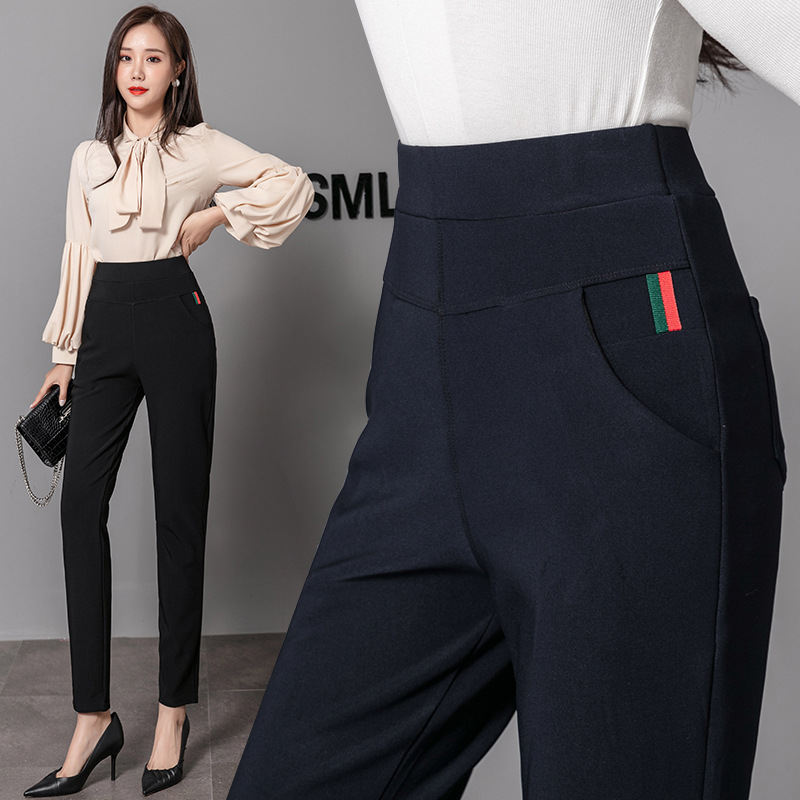2021 Autumn New Leggings Women&#039;s Outer Wear High Waist Large Size Women&#039;s Pants Show Thin Black Casual Tappered Pencil Pants