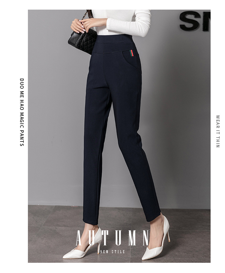 2021 Autumn New Leggings Women's Outer Wear High Waist Large Size Women's Pants Show Thin Black Casual Tappered Pencil Pants