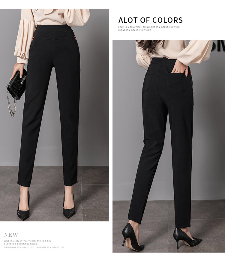 2021 Autumn New Leggings Women's Outer Wear High Waist Large Size Women's Pants Show Thin Black Casual Tappered Pencil Pants