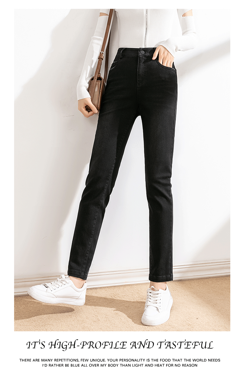Black Slim Fit Pencil Pants Black Skinny Tappered Pants Women 2021 New Fall Women's Clothing Tide High Waist Jeans Women Black Slim Fit Pencil Pants Black Skinny Tappered Pants Women 2021 New Fall Women's Clothing Tide High Waist Jeans Women