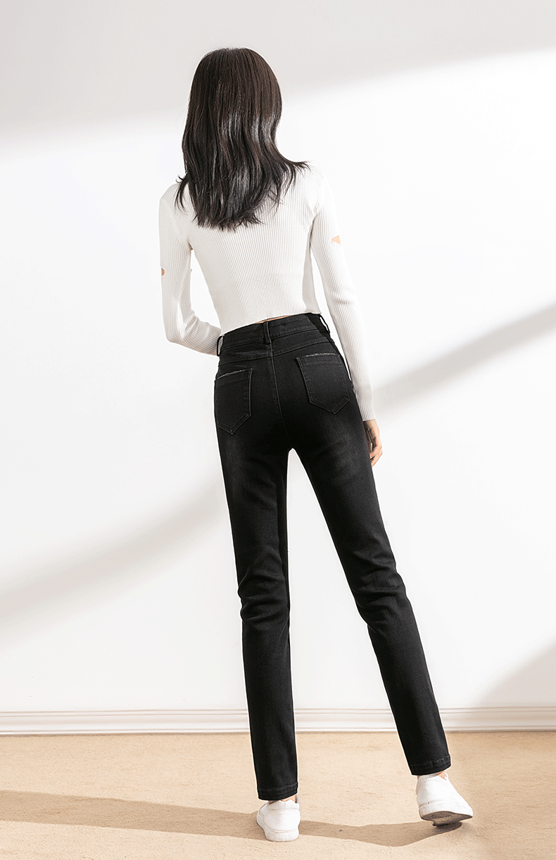 Black Slim Fit Pencil Pants Black Skinny Tappered Pants Women 2021 New Fall Women's Clothing Tide High Waist Jeans Women Black Slim Fit Pencil Pants Black Skinny Tappered Pants Women 2021 New Fall Women's Clothing Tide High Waist Jeans Women