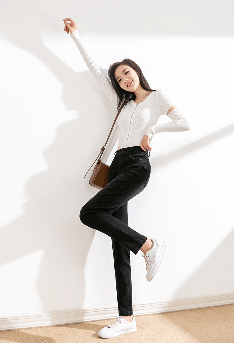 Black Slim Fit Pencil Pants Black Skinny Tappered Pants Women 2021 New Fall Women's Clothing Tide High Waist Jeans Women Black Slim Fit Pencil Pants Black Skinny Tappered Pants Women 2021 New Fall Women's Clothing Tide High Waist Jeans Women
