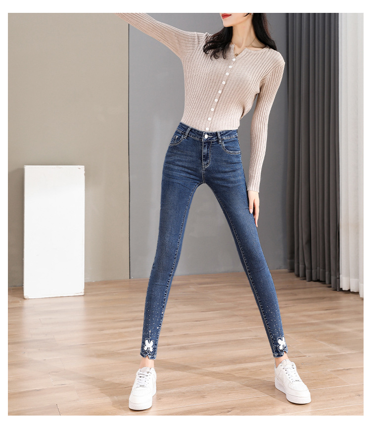 Tiktok Skinny Jeans Women's Extended Stretch Skinny Pencil Pants 2021autumn New Slimming Trousers