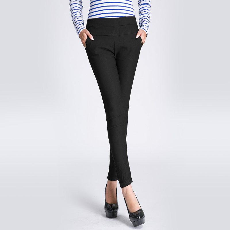 High waist and small leg pencil pants stretch tight leggings with fleece and thick casual pants winter style