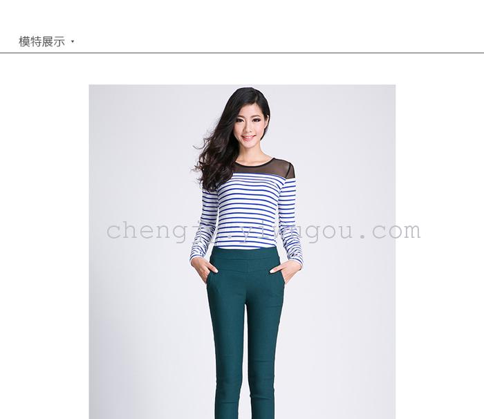 High waist and small leg pencil pants stretch tight leggings with fleece and thick casual pants winter style