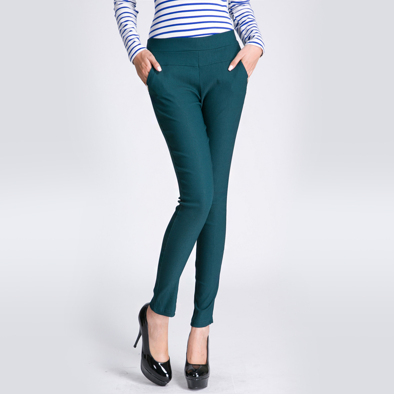 High waist and small leg pencil pants stretch tight leggings with fleece and thick casual pants winter style