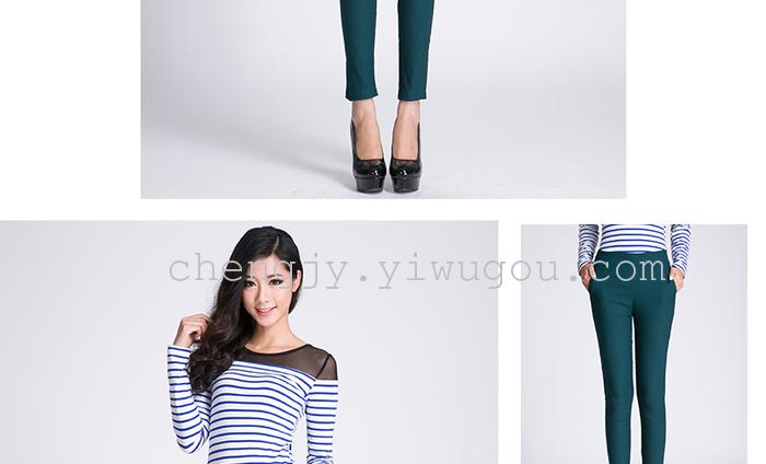 High waist and small leg pencil pants stretch tight leggings with fleece and thick casual pants winter style