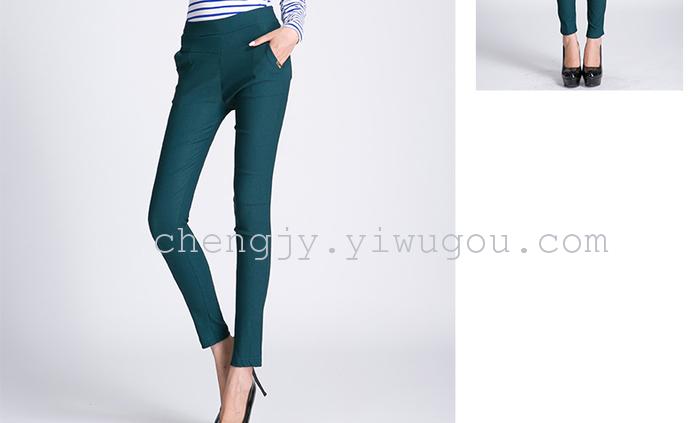 High waist and small leg pencil pants stretch tight leggings with fleece and thick casual pants winter style
