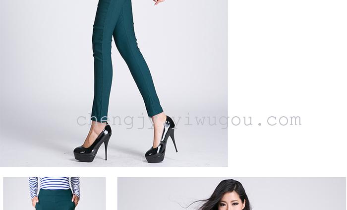High waist and small leg pencil pants stretch tight leggings with fleece and thick casual pants winter style