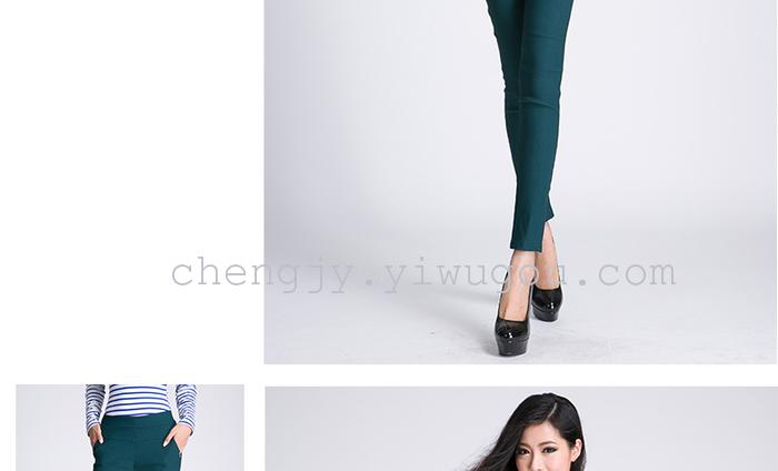 High waist and small leg pencil pants stretch tight leggings with fleece and thick casual pants winter style