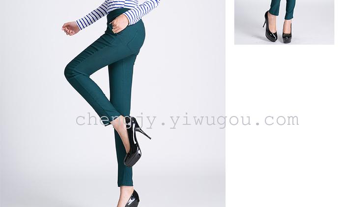 High waist and small leg pencil pants stretch tight leggings with fleece and thick casual pants winter style
