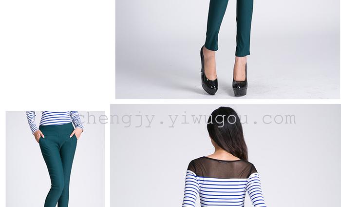 High waist and small leg pencil pants stretch tight leggings with fleece and thick casual pants winter style