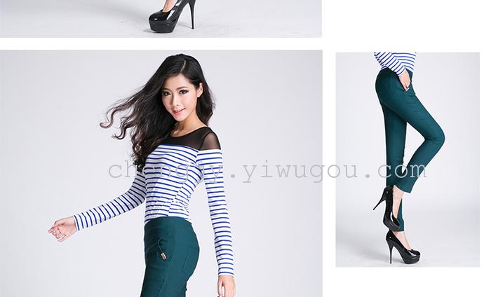 High waist and small leg pencil pants stretch tight leggings with fleece and thick casual pants winter style