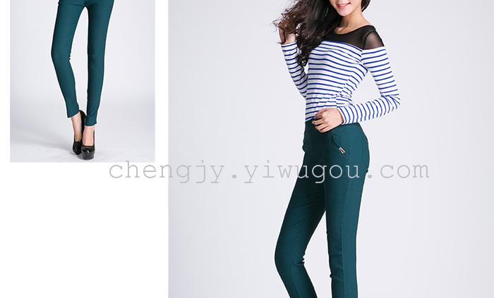 High waist and small leg pencil pants stretch tight leggings with fleece and thick casual pants winter style