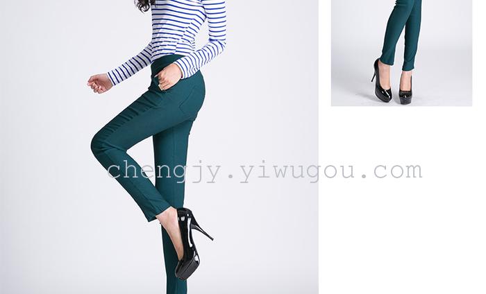 High waist and small leg pencil pants stretch tight leggings with fleece and thick casual pants winter style