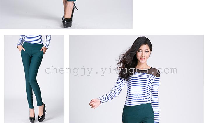 High waist and small leg pencil pants stretch tight leggings with fleece and thick casual pants winter style