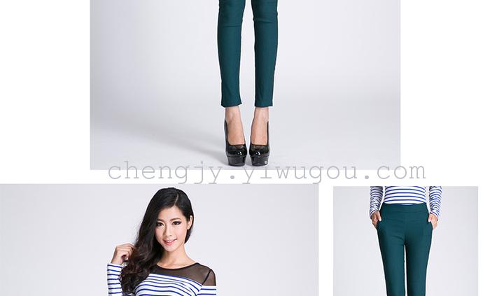 High waist and small leg pencil pants stretch tight leggings with fleece and thick casual pants winter style