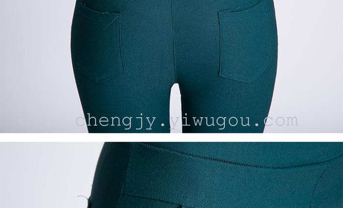 High waist and small leg pencil pants stretch tight leggings with fleece and thick casual pants winter style