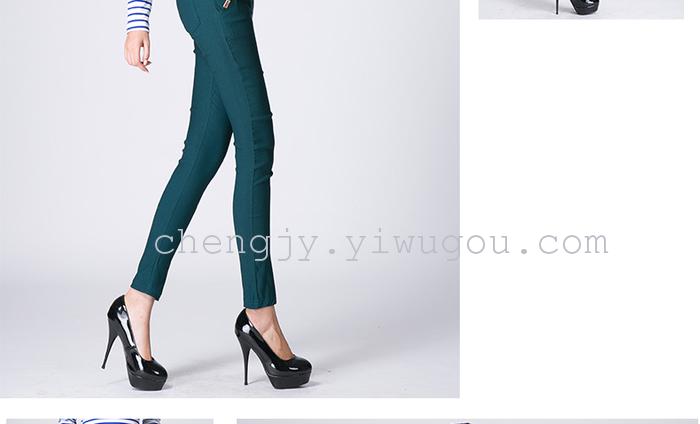 High waist and small leg pencil pants stretch tight leggings with fleece and thick casual pants winter style