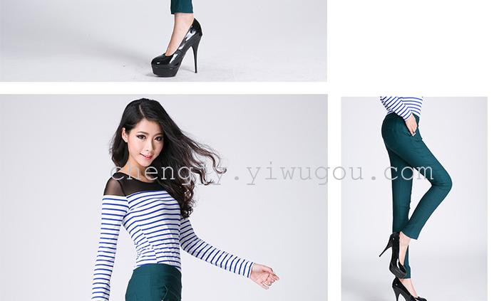 High waist and small leg pencil pants stretch tight leggings with fleece and thick casual pants winter style
