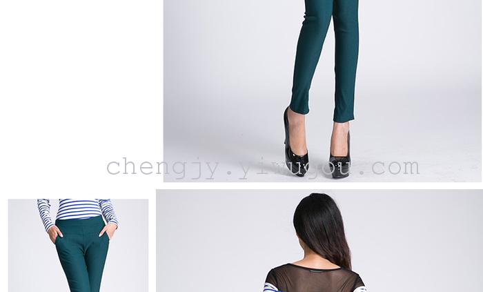 High waist and small leg pencil pants stretch tight leggings with fleece and thick casual pants winter style