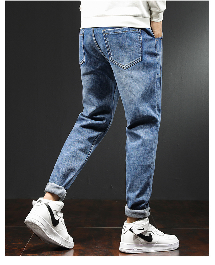 Winter New Loose Jeans Men's Hong Kong Style Harem plus Velvet Thickened Pencil Pants Denim Trousers Ankle Tight High Waist Winter New Loose Jeans Men's Hong Kong Style Harem plus Velvet Thickened Pencil Pants Denim Trousers Ankle Tight High Waist