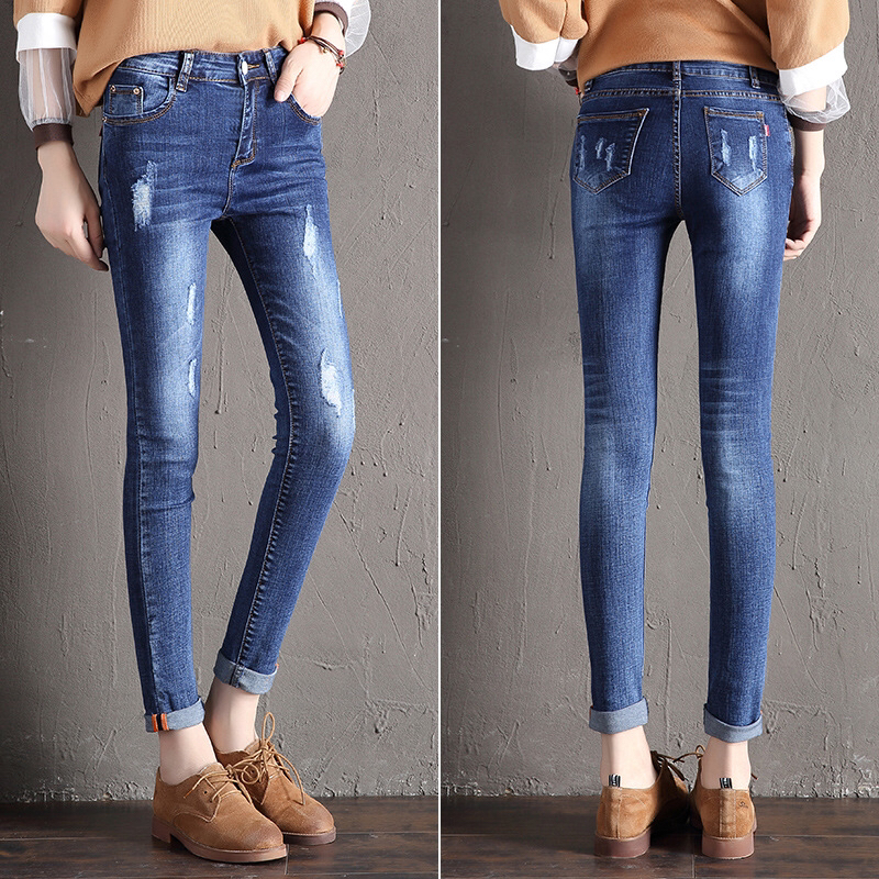 New High-waisted Slimming Slim Elastic ankle pants with curly edge fashion pencil pants 03#
