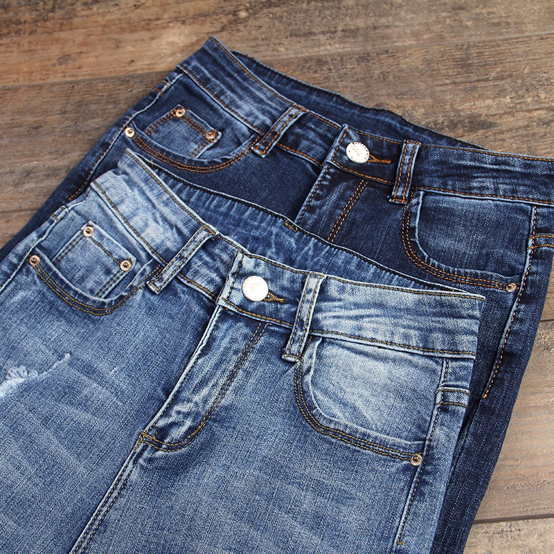 New High-waisted Slimming Slim Elastic ankle pants with curly edge fashion pencil pants 03#